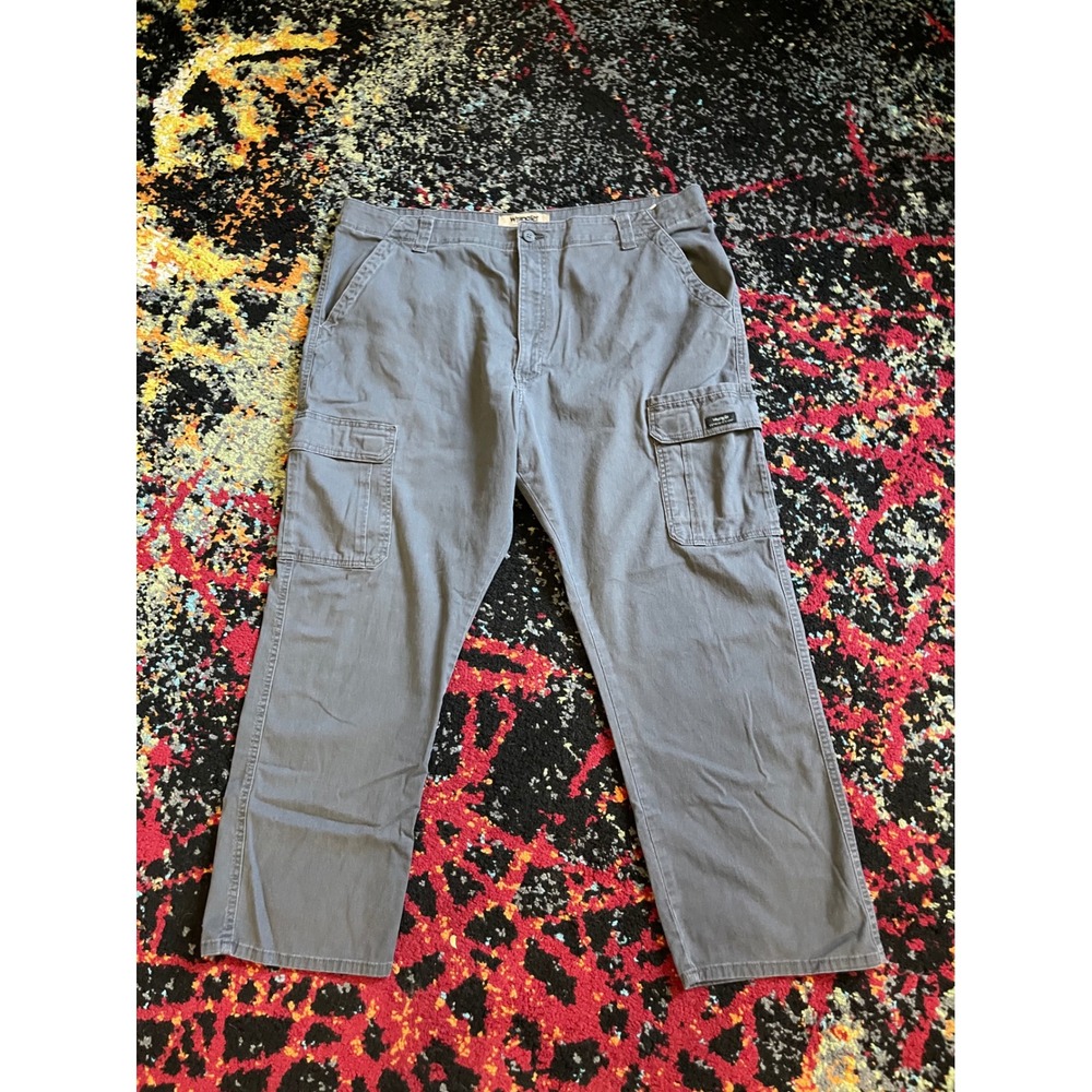 Wrangler Authentics Mens Gray Relaxed Fit Cargo Pants 42x30 10ZM7ABAH